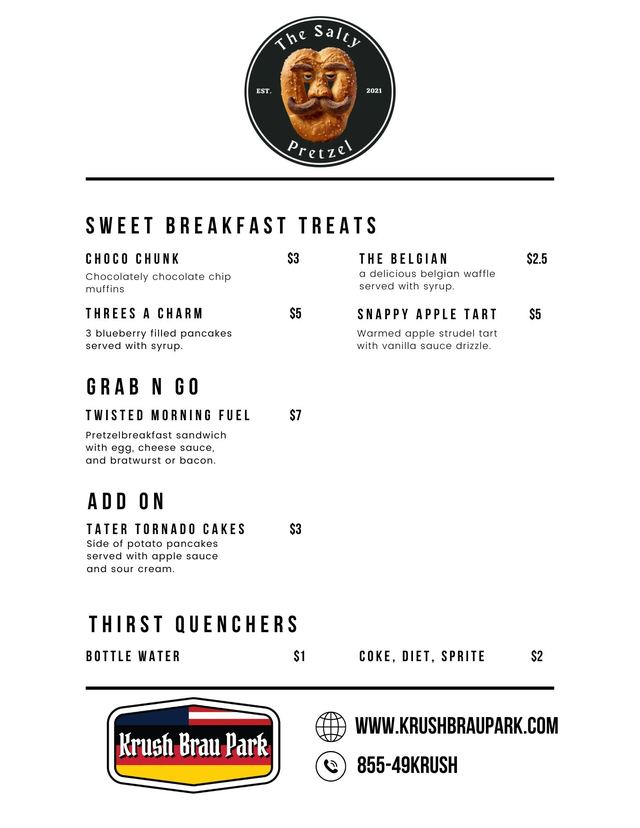 The Salty Pretzel menu at Krush Brau Park, Kissimmee – photo 3
