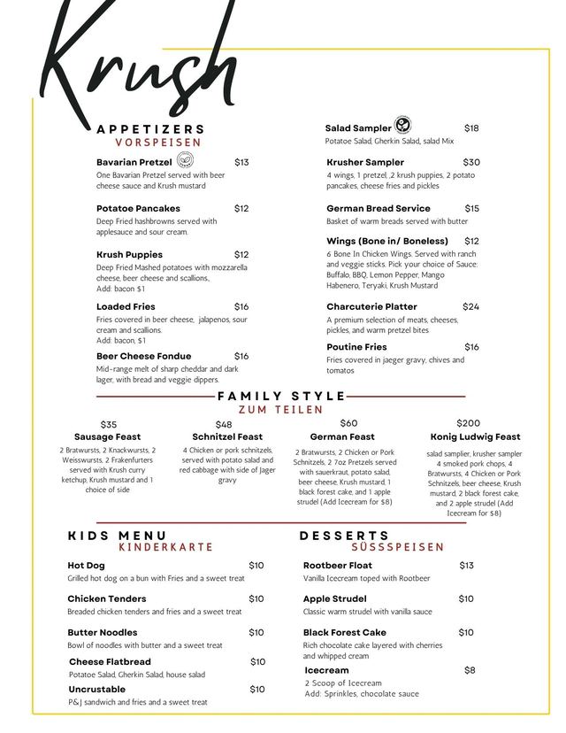 PIC menu at Krush Brau Park, Kissimmee – photo 1